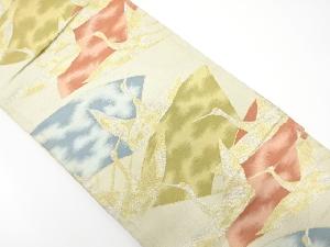 アンティーク　地紙に群鶴模様織り出し袋帯（材料）